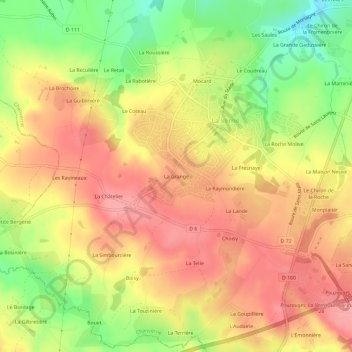 Mappa topografica La Grange, altitudine, rilievo