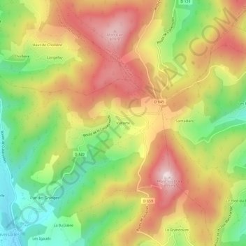 Mappa topografica Valtorte, altitudine, rilievo