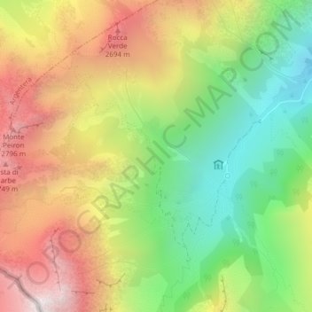 Mappa topografica Gias di Stau, altitudine, rilievo