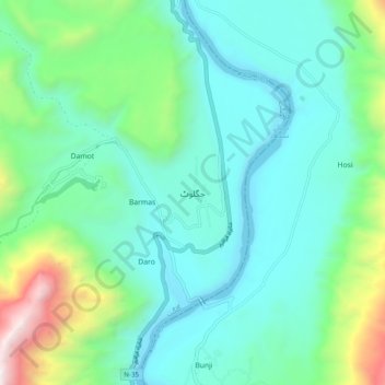 Mappa topografica Jaglot, altitudine, rilievo