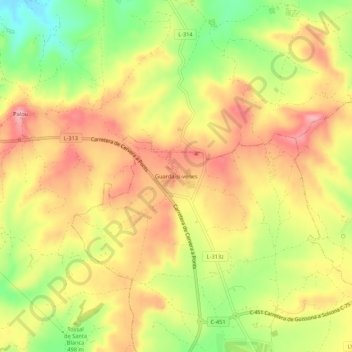 Mappa topografica Guarda-si-venes, altitudine, rilievo