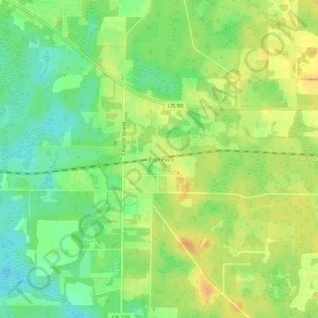 Mappa topografica Cypress, altitudine, rilievo