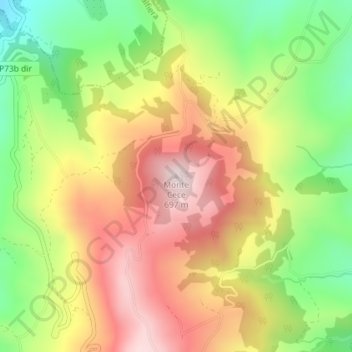 Mappa topografica Monte Cece, altitudine, rilievo