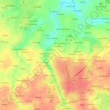 Mappa topografica Streat Glaz, altitudine, rilievo