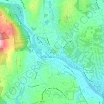 Mappa topografica Unionville, altitudine, rilievo
