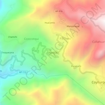 Mappa topografica Colquepata, altitudine, rilievo