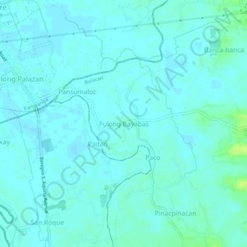 Mappa topografica Pulong Bayabas, altitudine, rilievo