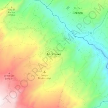 Mappa topografica Miraflores, altitudine, rilievo