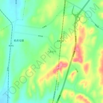 Mappa topografica 大老虎村, altitudine, rilievo
