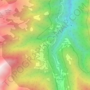 Mappa topografica Ravizze, altitudine, rilievo