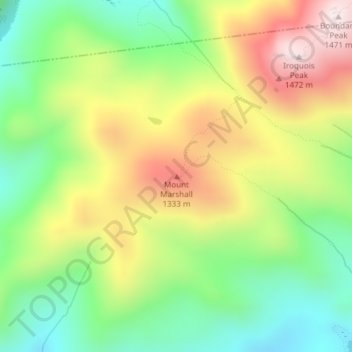 Mappa topografica Mount Marshall, altitudine, rilievo