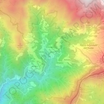 Mappa topografica Zanoni, altitudine, rilievo