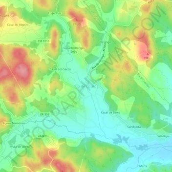Mappa topografica Rio de Couros, altitudine, rilievo