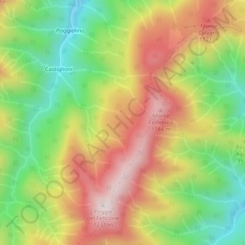Mappa topografica Campoli Alto, altitudine, rilievo