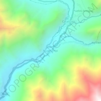 Mappa topografica Huayllampi, altitudine, rilievo