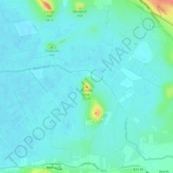 Mappa topografica Knowle Hill, altitudine, rilievo