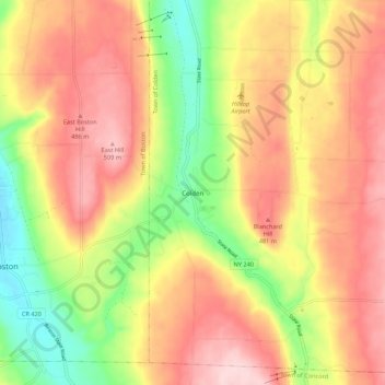Mappa topografica Colden, altitudine, rilievo