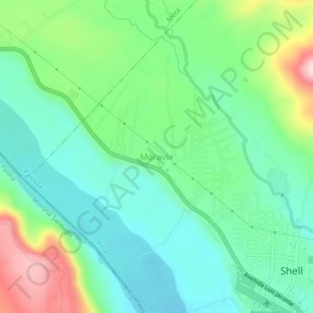 Mappa topografica Moravia, altitudine, rilievo