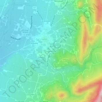 Mappa topografica Le Bourjassot, altitudine, rilievo