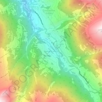 Mappa topografica Dranse (Liddes), altitudine, rilievo