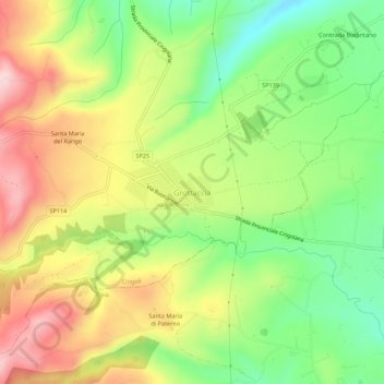 Mappa topografica Grottaccia, altitudine, rilievo