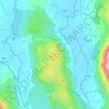 Mappa topografica High Rigg, altitudine, rilievo