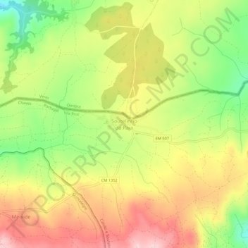 Mappa topografica Soutelinho da Raia, altitudine, rilievo