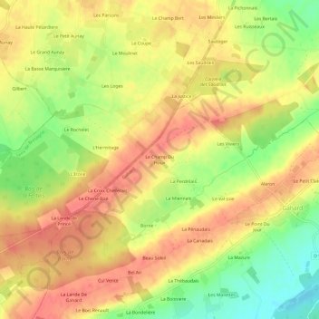 Mappa topografica Le Champ Du Houx, altitudine, rilievo
