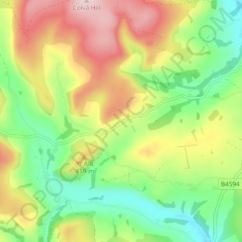 Mappa topografica Colva, altitudine, rilievo