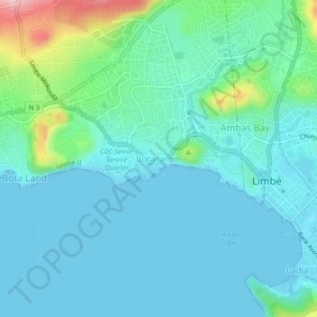 Mappa topografica Botacantin, altitudine, rilievo