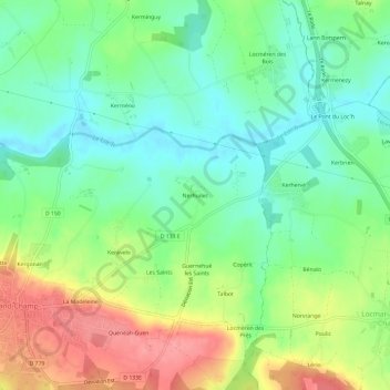 Mappa topografica Nerhuilec, altitudine, rilievo