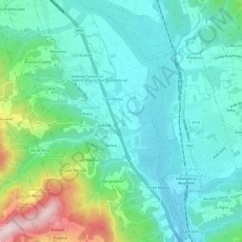 Mappa topografica Torretta, altitudine, rilievo