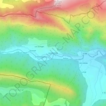 Mappa topografica Les Remises, altitudine, rilievo