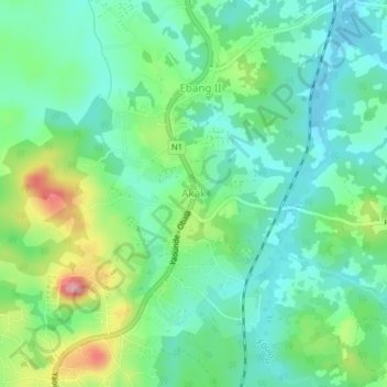 Mappa topografica Akak, altitudine, rilievo
