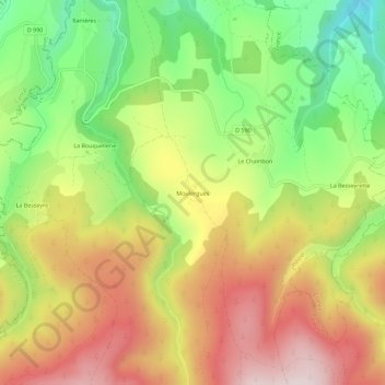 Mappa topografica Moulergues, altitudine, rilievo