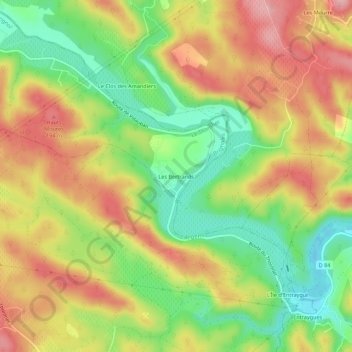Mappa topografica Les Bertrands, altitudine, rilievo