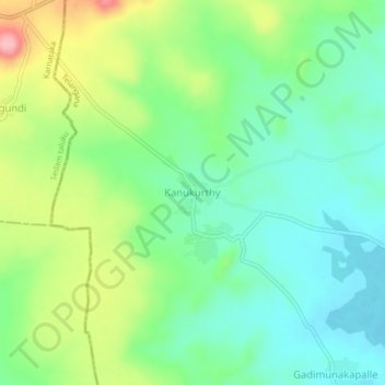 Mappa topografica Kanukurthy, altitudine, rilievo