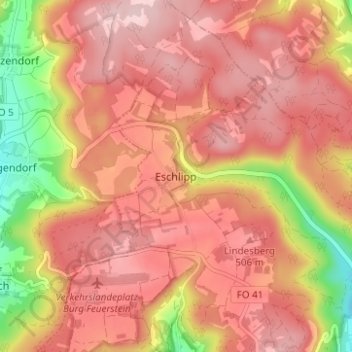 Mappa topografica Eschlipp, altitudine, rilievo