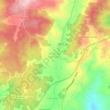 Mappa topografica São Miguel do Outeiro, altitudine, rilievo