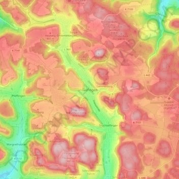 Mappa topografica Tailfingen, altitudine, rilievo