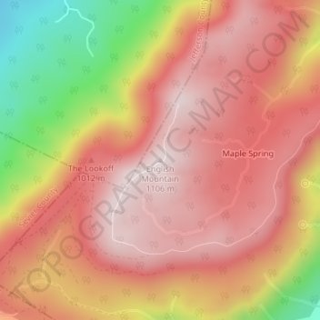 Mappa topografica English Mountain, altitudine, rilievo