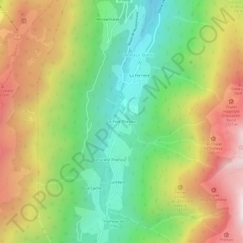Mappa topografica Le Petit Thiervoz, altitudine, rilievo