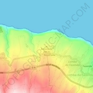 Mappa topografica Assomada, altitudine, rilievo