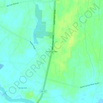 Mappa topografica North Santee, altitudine, rilievo