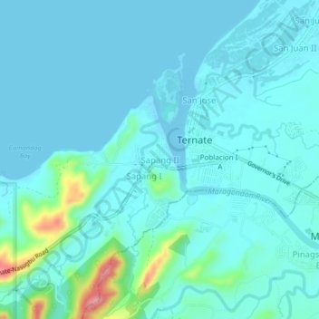 Mappa topografica Sapang II, altitudine, rilievo