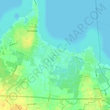 Mappa topografica Lugana, altitudine, rilievo