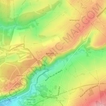 Mappa topografica Balmoral, altitudine, rilievo