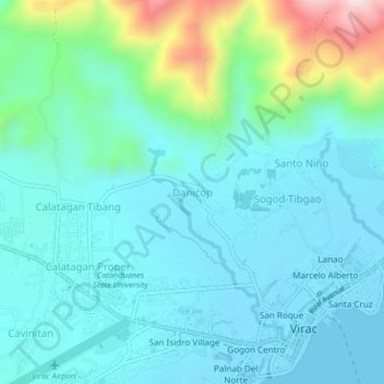 Mappa topografica Danicop, altitudine, rilievo