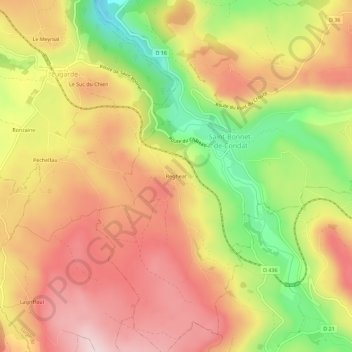 Mappa topografica Regheat, altitudine, rilievo