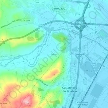 Mappa topografica Quintas, altitudine, rilievo